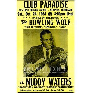 Howlin Wolf Concert Poster 11 X 17 | 1964 Howlin' Wolf VS. Muddy Waters | RARE